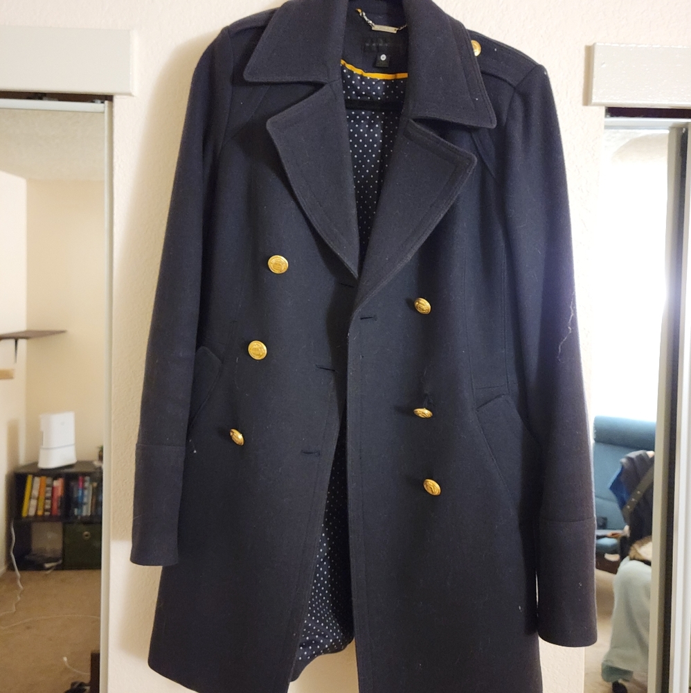 Worthington Tall Double-Breasted Navy Pea Coat